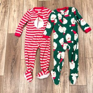 Carters Toddler Fleece Footed Pajamas 3T Bundle Christmas Holiday Santa Unisex